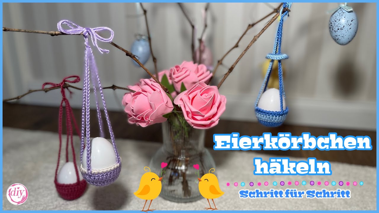 Eierkörbchen häkeln | Schritt für Schritt | Eiernester | Nur 7 Reihen | Garten Oster Deko | Ostern