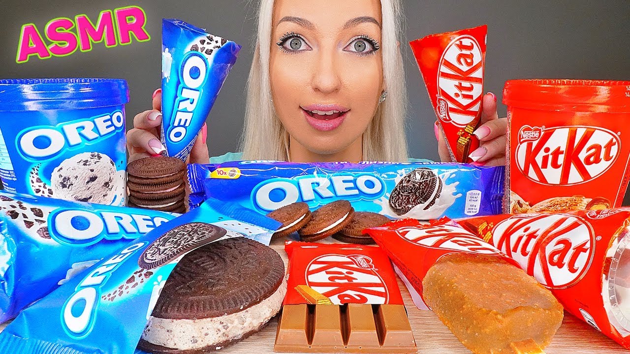 ASMR EATING CANDY ICE CREAM BARS, OREO, KITKAT, CHOCOLATE, 초코아이스크림 먹방, 디저트 먹방 (DESSERT) MUKBANG 먹방
