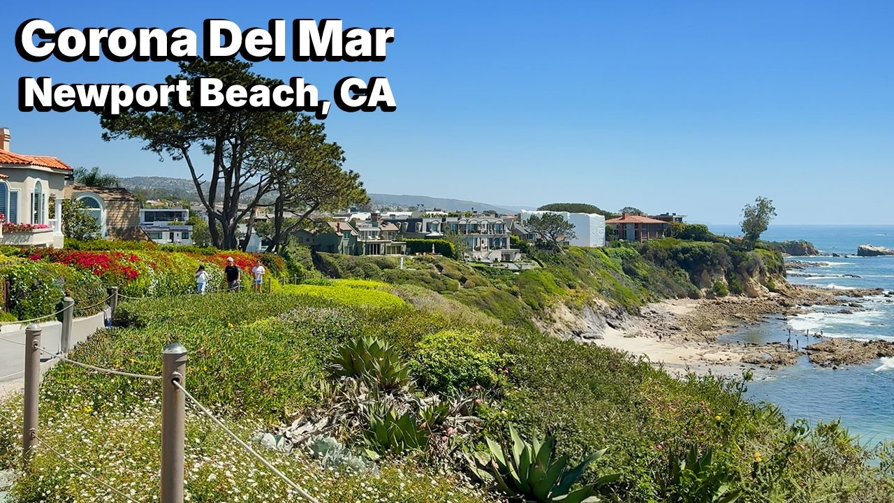 [4K] Corona Del Mar, Newport Beach Walk | PCH, Elegant Hills & Little Corona Beach | Spring Day 🌸