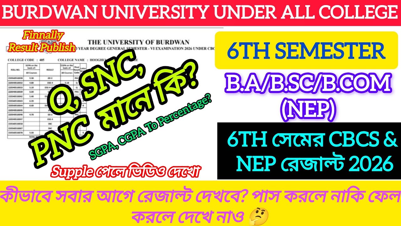 Burdwan University 6th Sem Result Published 2026 || 6th Sem Result 2026 Published Burdwan University
