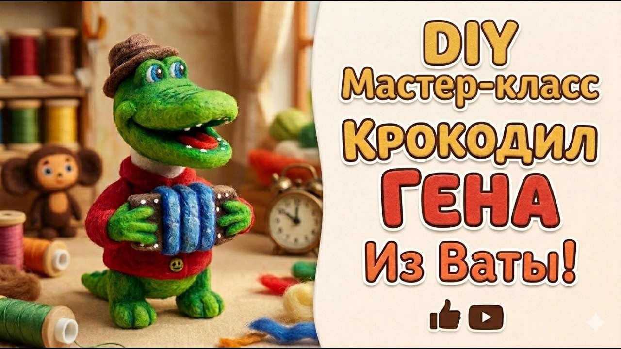 МК Крокодил Гена из ваты на ёлочку / Ватная игрушка  / DIY Crocodile Gena from cotton wool