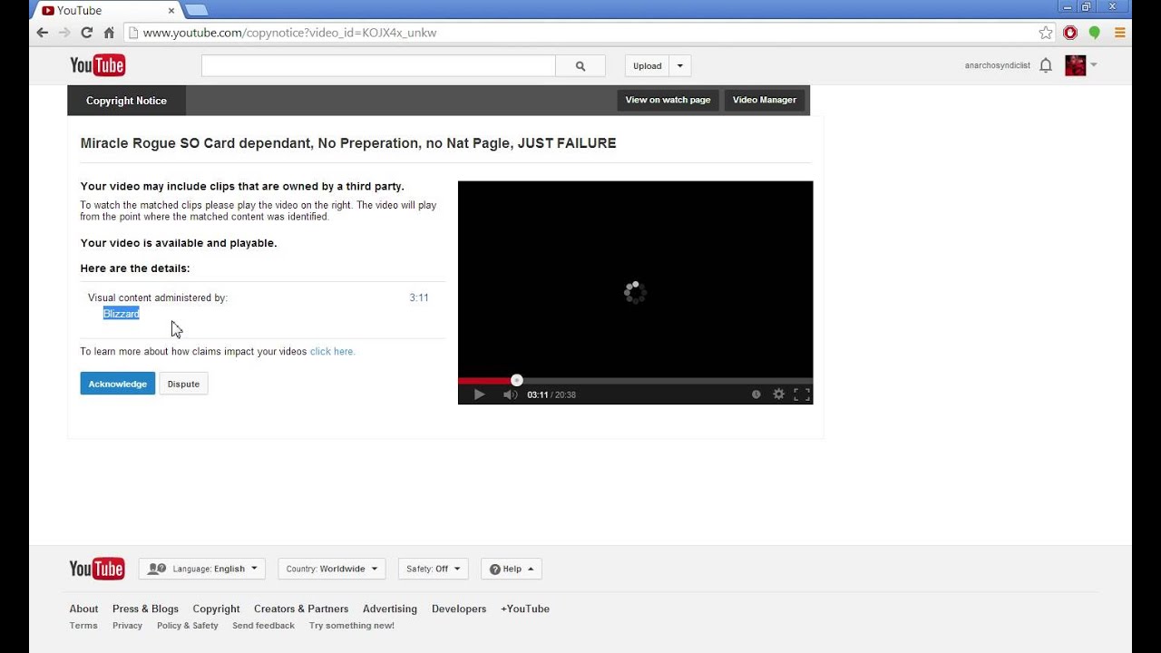 BLIZZARD  gave me a Copyright Notice for Hearthstone WHAT THE      BLIZZARD