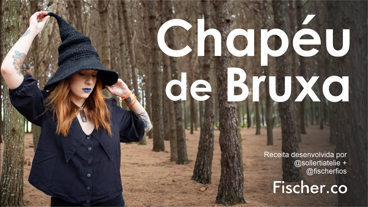 Chapéu de Bruxa em crochê cmo o Fio Papier da Fischer (por Tayná Aldryn)