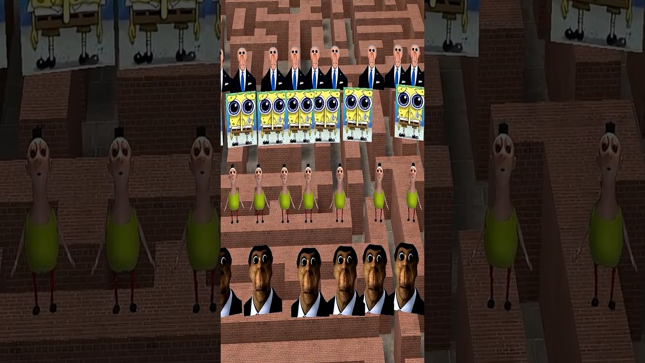 Joe Biden Spunch Bob Hamood Habibi Obunga Nextbots in The Maze  #gmod #garrysmod #nextbots