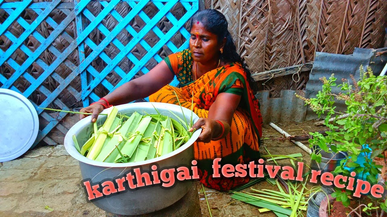South Indian festival karthigai Deepam palm leaf kozhukattai recipe cooking with clay oven cook