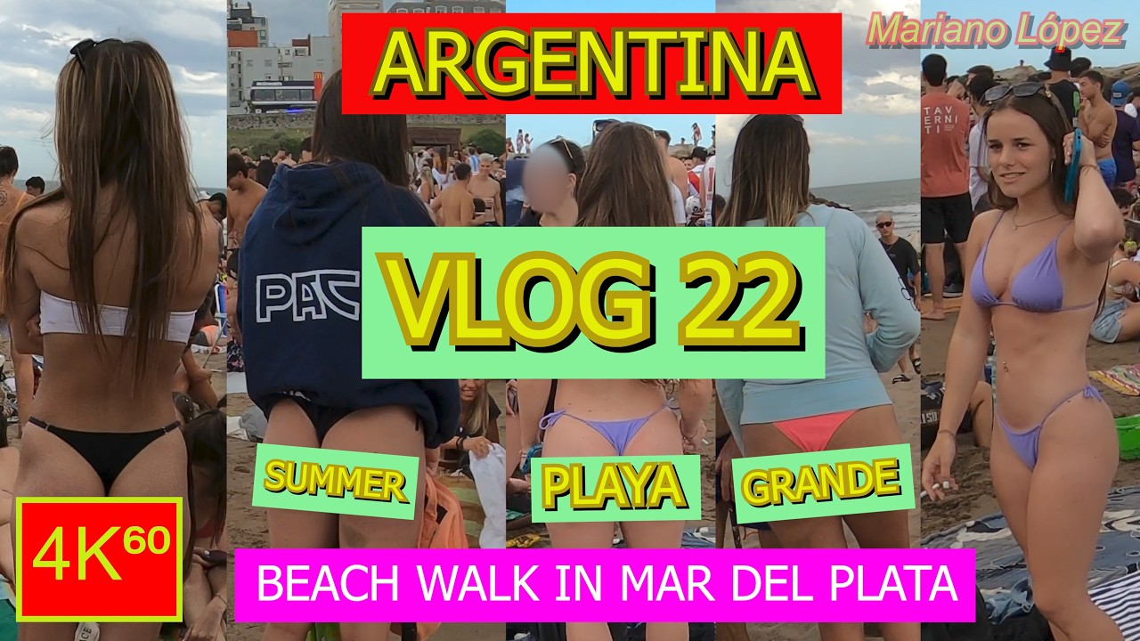 4K⁶⁰ - 👉 BEACH WALK (Playa Grande) 🏖️ - ARGENTINA - Mar del Plata - SUMMER - Travel - VLOG 22 ☀️