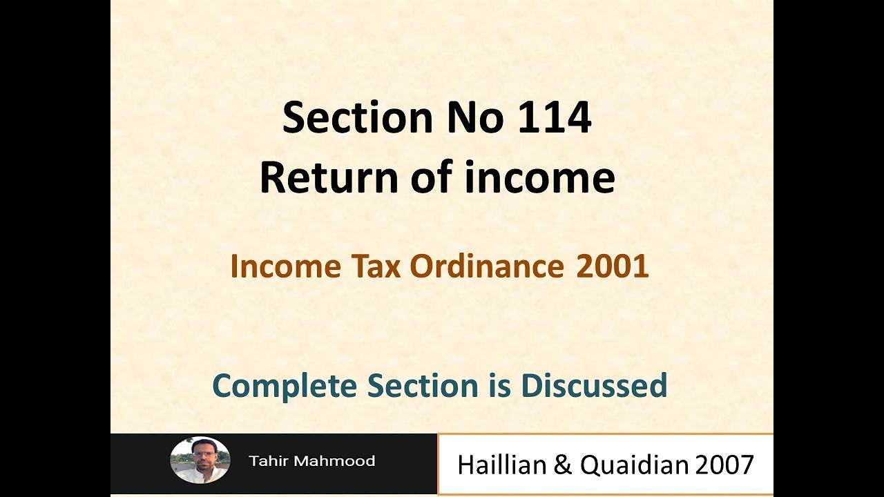 Section 114 Income Tax Ordinance 2001