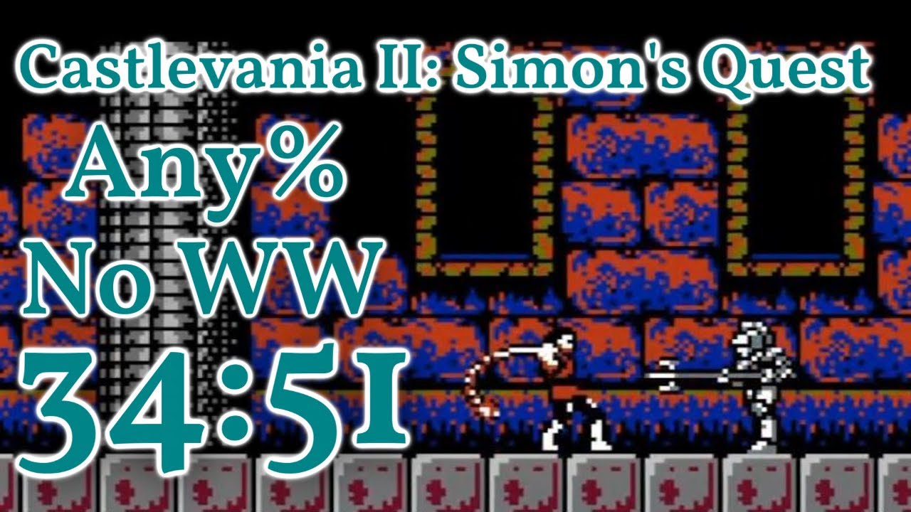 Castlevania II: Simon's Quest Any% (No Wrong Warp) Speedrun 34:51