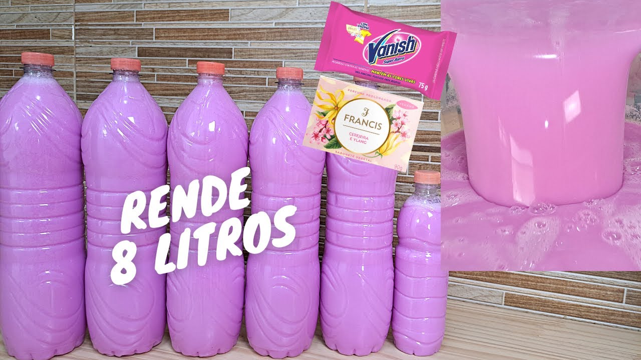 SABÃO LÍQUIDO PARA ROUPAS  - PERFUMADO E POTENTE  -  RENDE 8 LITROS  - ECONOMIZE OU FATURE MUITO