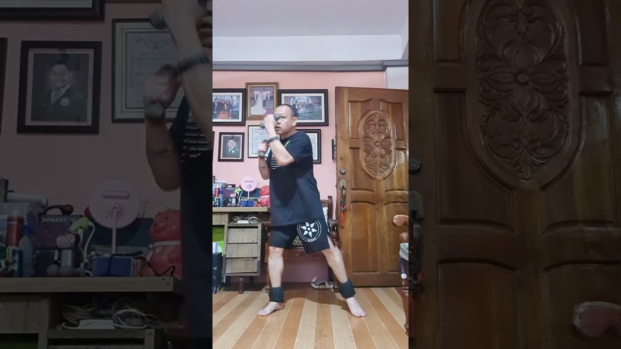 15 minutes of Boxercise Walking Workout (1 kg. Dumbbell & 0.5 kg. Ankle Weights)