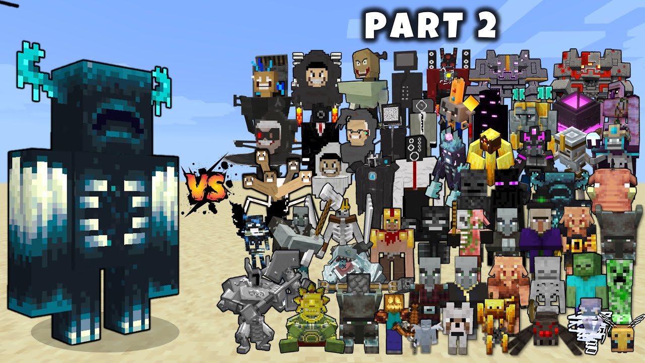 Warden vs 500 Random Mobs and bosses (Part 2) - Minecraft Mob Battle