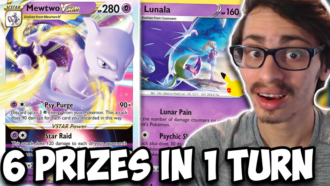 Take All 6 Prizes In 1 Turn W/Mewtwo VSTAR & Lunala! OP Vstar Attack! Pokemon GO PTCGO