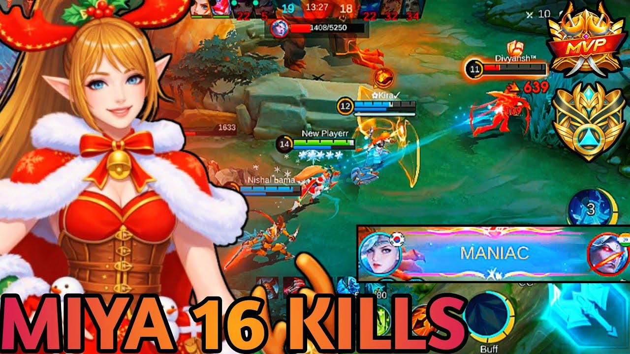 16 Kills + Maniac!! Miya God Among Men Legendary & MVP Gameplay | MOBA Legends 5v5!!