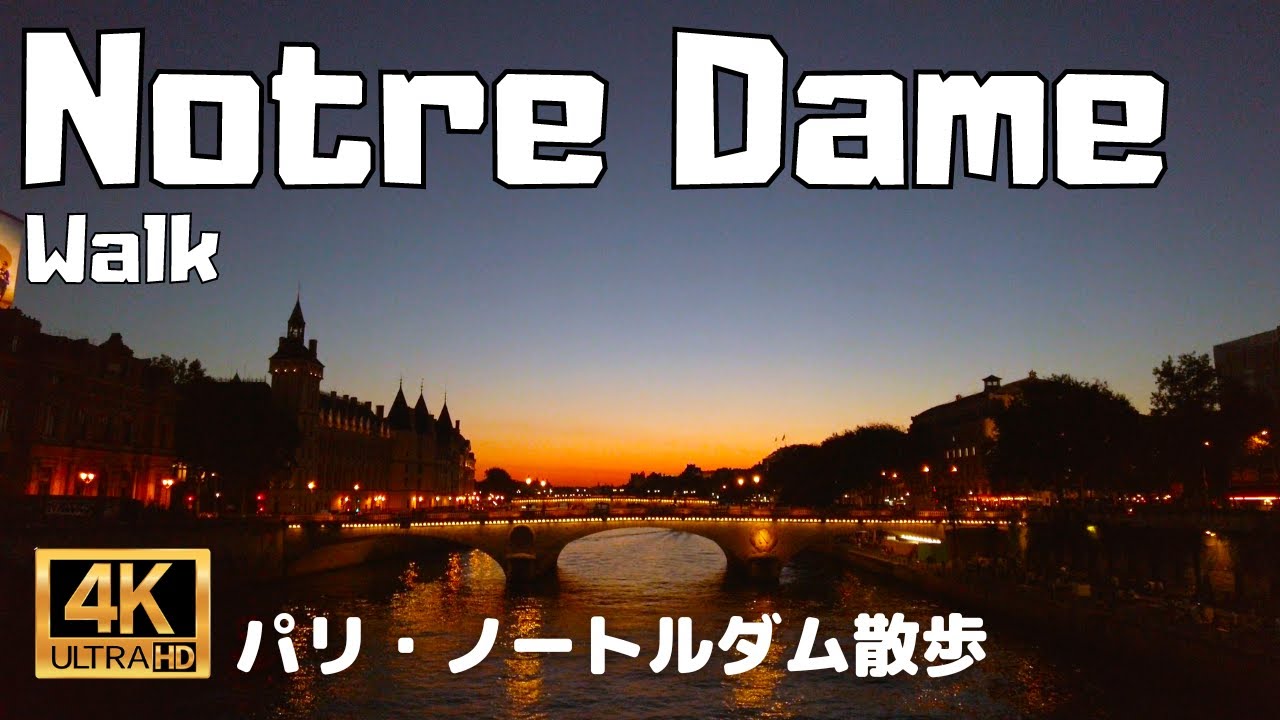 【4K Walk】Notre Dame & Cite island Paris during beautiful Sunset time.