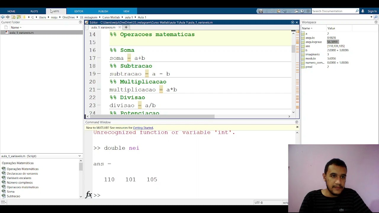 4_Operações escalares em  Matlab.(Curso de Matlab)