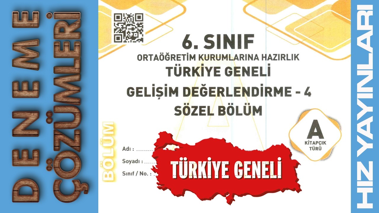 2025-2026 Hız Yayınları Deneme 4 (6. Sınıf)