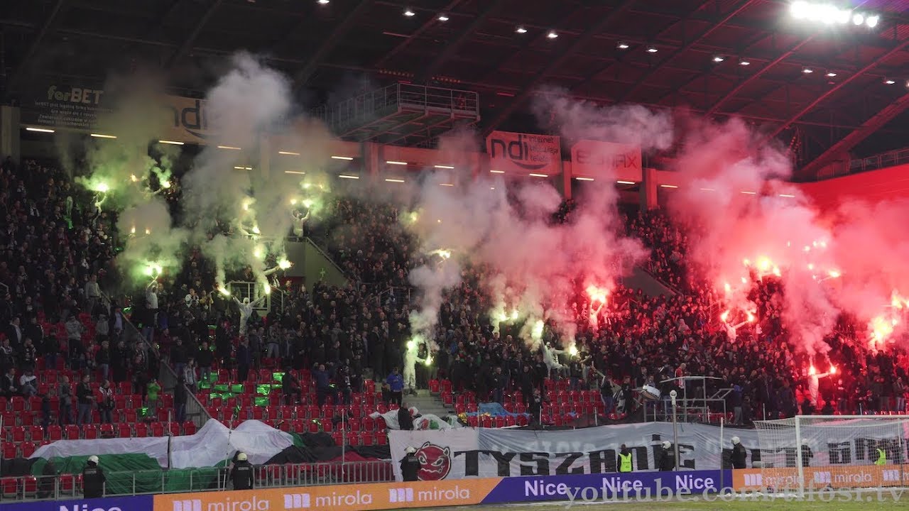 GKS Tychy - Ruch Chorzów, great support, choreography & pyro