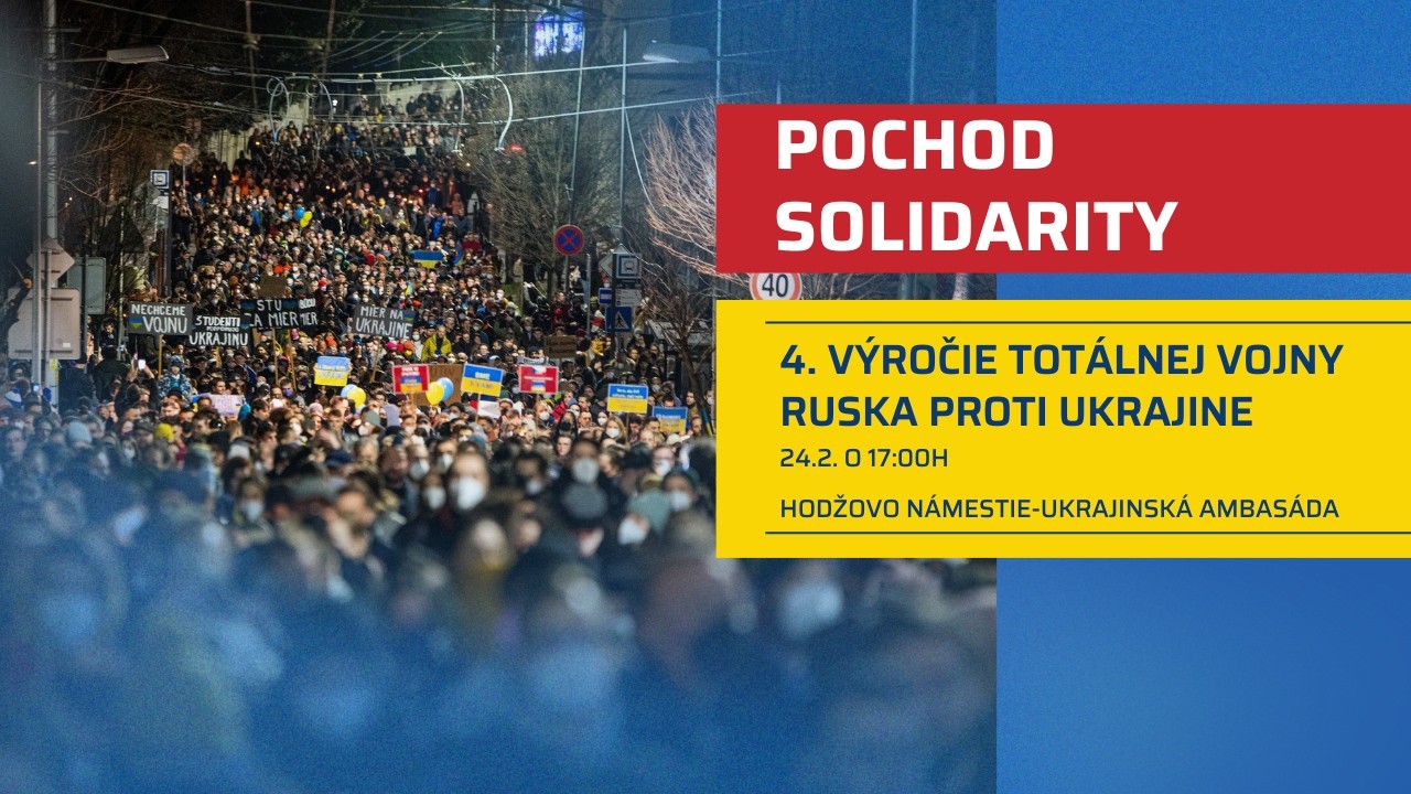 POCHOD SOLIDARITY – 4. výročie totálnej vojny Ruska proti Ukrajine | Aktuality.sk