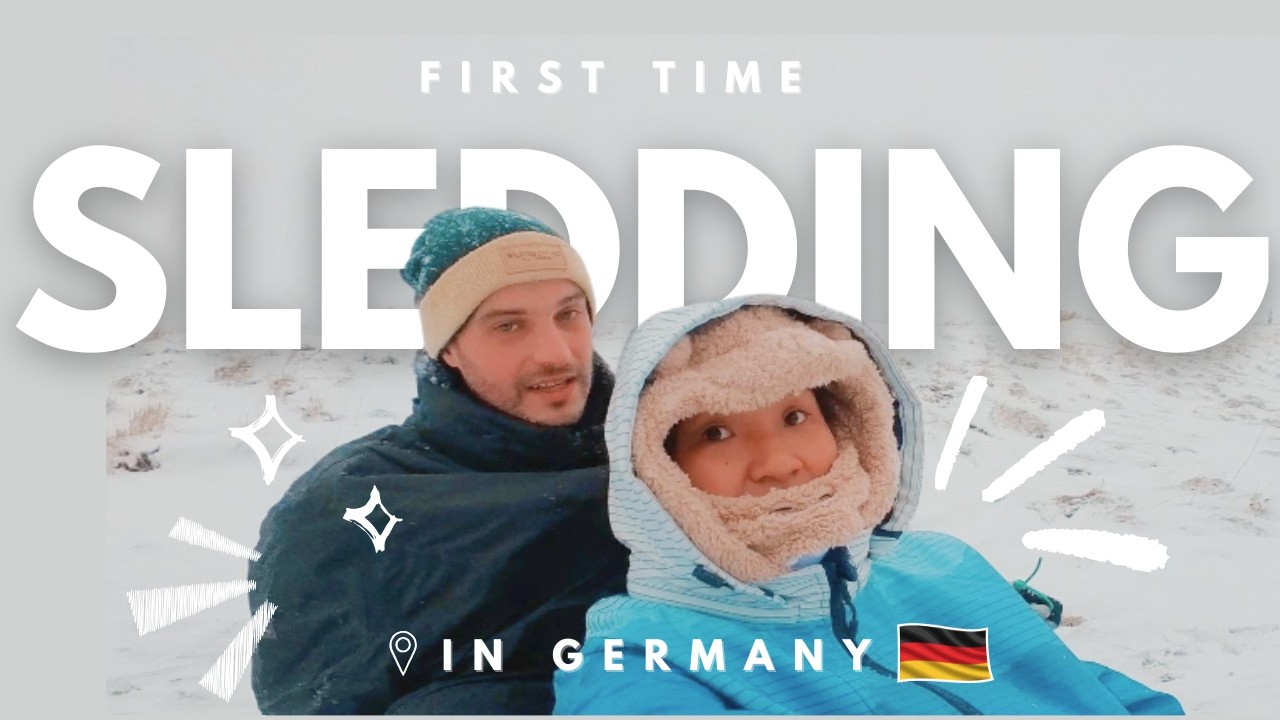 Filipina enjoying snow and sledding in Germany #firstsnow #filgermanfamily #dji360