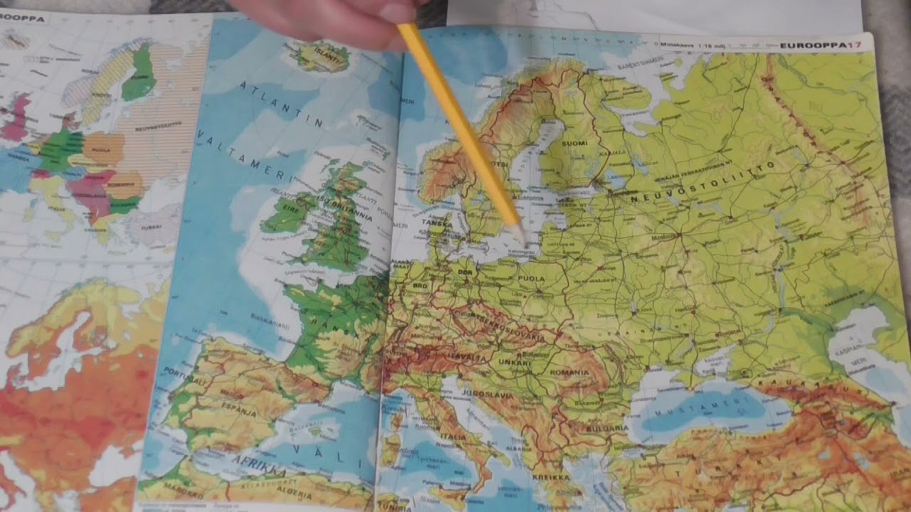 ASMR SUOMI -  Vanhan  karttakirjan selailua *miltä Euroopan kartta näytti ennen*