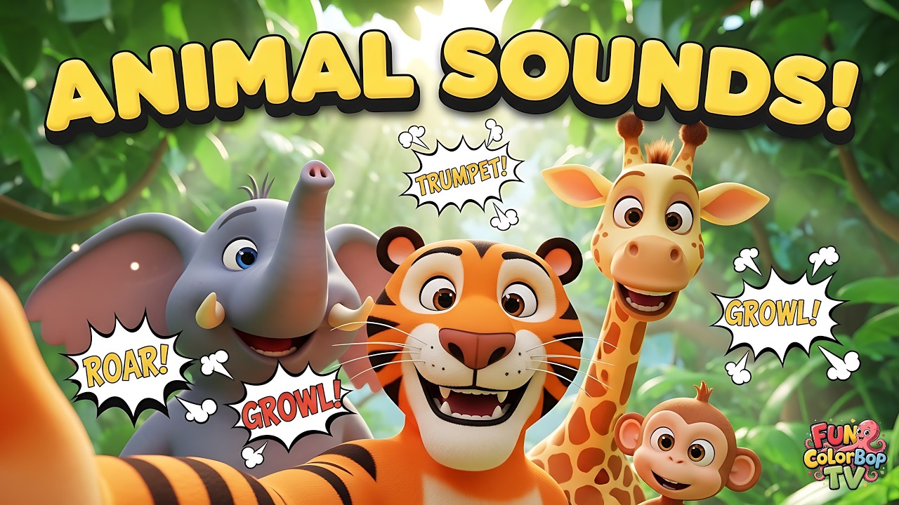 Jungle Animal Sounds Song! 🐘🦁 Roar Trumpet Growl Hiss!  Kids Sing & Dance Along