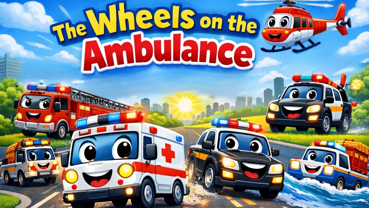 The Wheels on the Ambulance Go Round and Round | Emergency Vehicles Song for Kids