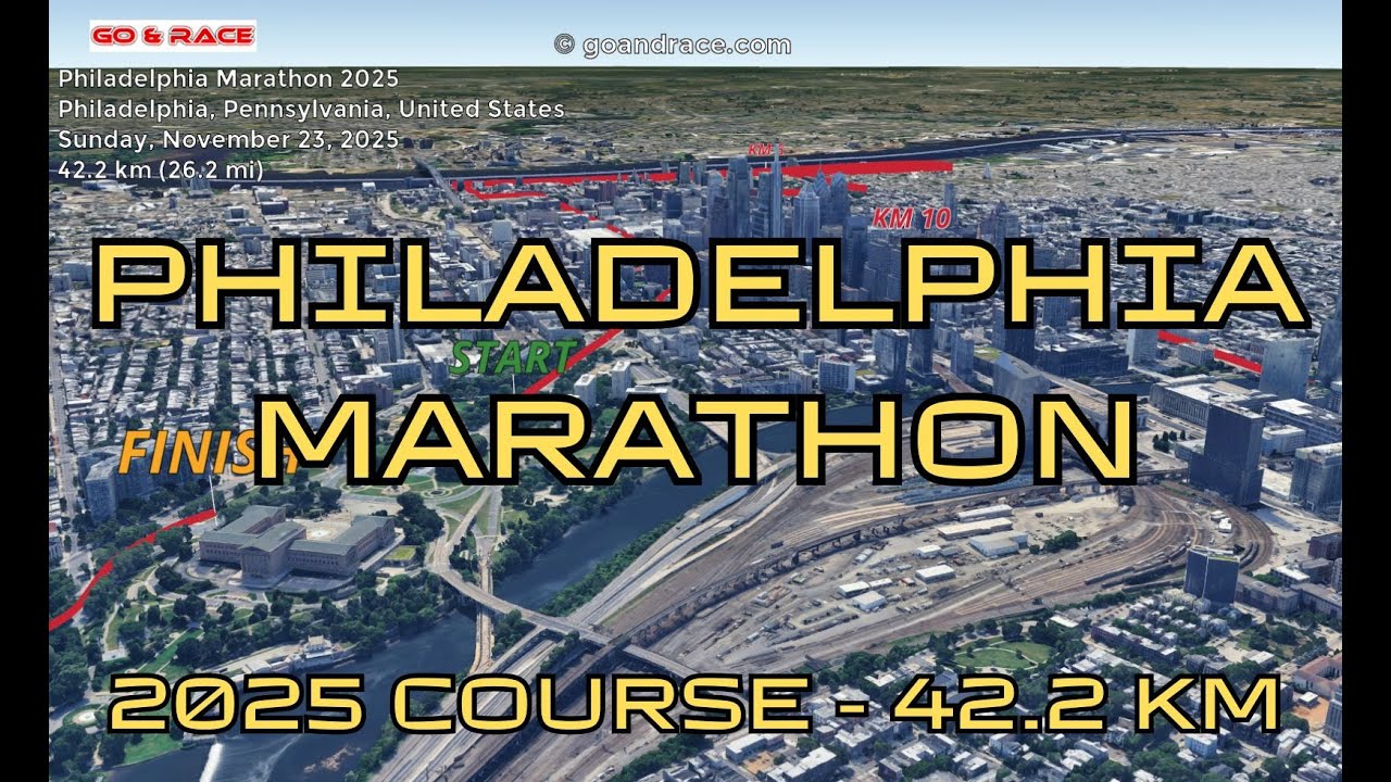 Philadelphia Marathon 2025: 3D Video Course Map | 42.2 km - Philadelphia