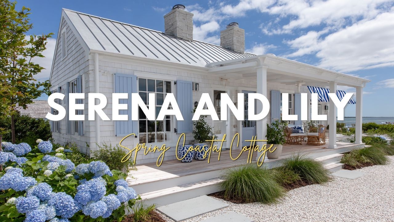 Spring Coastal Cottage Inspired by Serena and Lily Blue and White Breezy Elegance