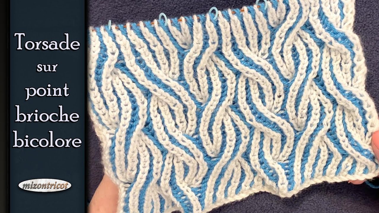 [Tricot]  TUTO ♥ TORSADE sur POINT BRIOCHE BICOLORE 🐑