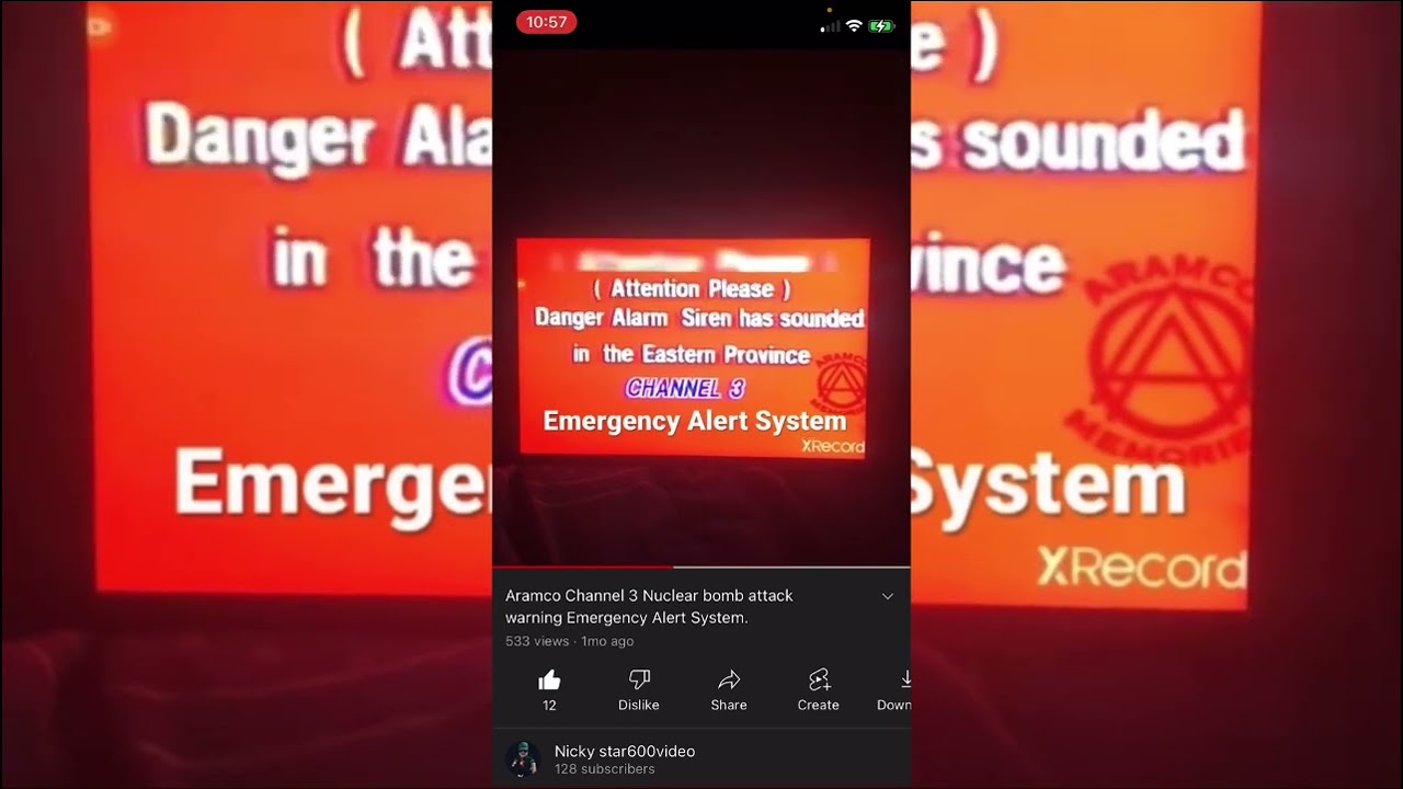 Aramco Channel 3 Nuclear bomb warning Emergency Alert System. [Landscape version]