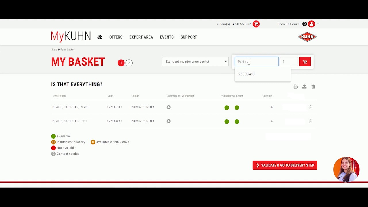 How to create a parts order basket in 'MyKUHN'! A quick and easy 'Click & Collect service!