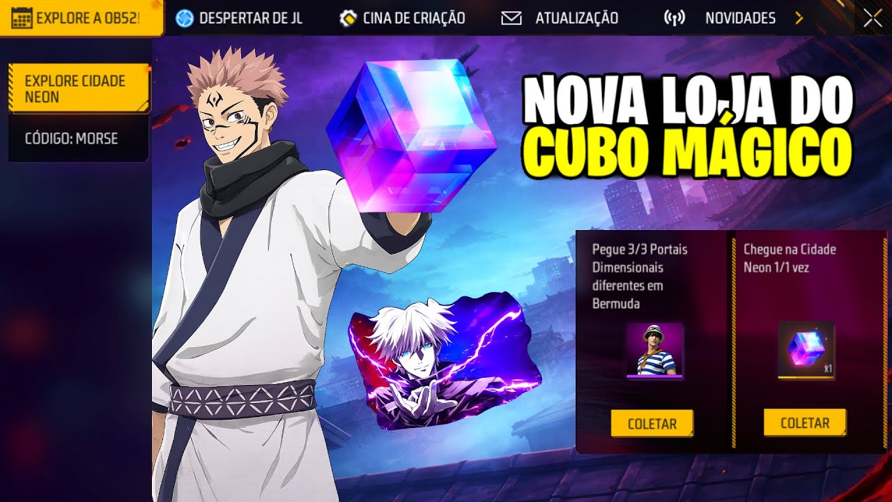 CHEGOU!! PEGUE SUA SKIN GRÁTIS, NOVAS SKINS DO CUBO MÁGICO, GELO E PUNHO NO FREE FIRE
