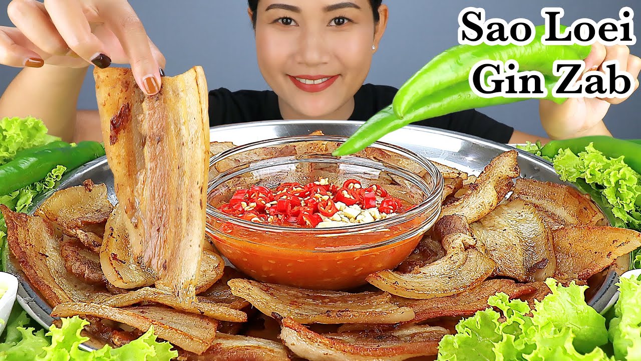 กินหมูสามชั้นย่างกรอบๆ หมูกระทะถาด น้ำจิ้มรสเด็ดแซ่บๆจ้า|BBQ sliced pork belly|Mukbang|EP.680