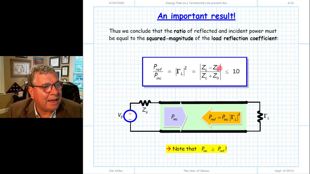 Energy Flow Along a Terminated Transmission Line