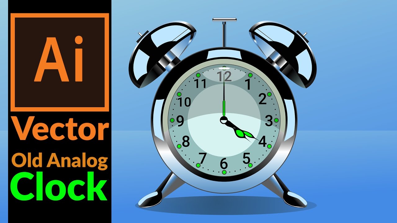 Adobe Illustrator Tutorial - How To Draw A Realistic Alarm Clock (Old School Analog Alarm Clock)
