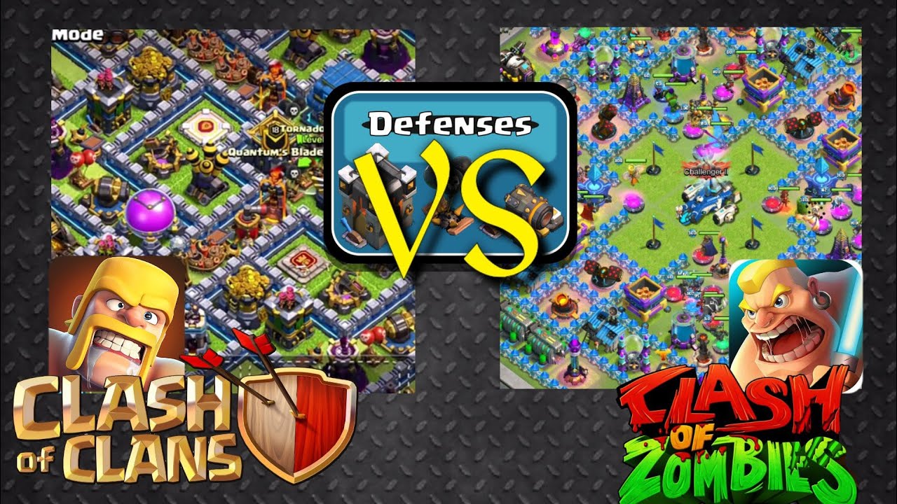 CLASH OF CLANS VS CLASH OF ZOMBIE DEFENSE BUILDING COMPARISON (LEVEL 1 AND MAX)