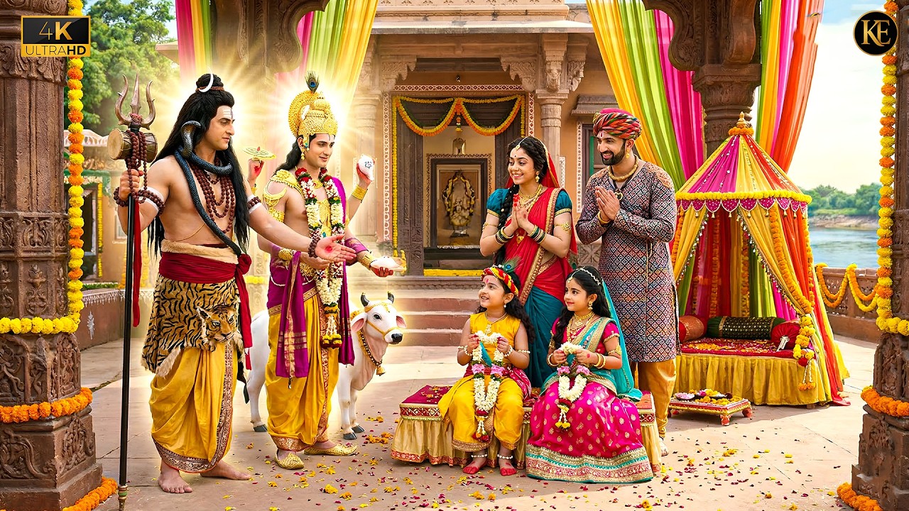 राधा-कृष्ण के दिव्य विवाह में महादेव और नारायण का आगमन || यशोमती मईया के नंदलाला || Krishan leela