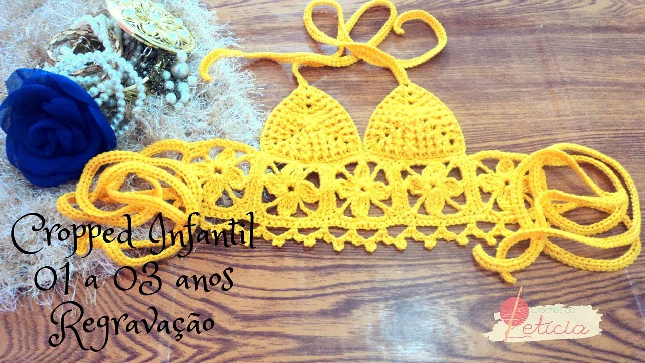 Top Cropped de crochê Infantil 1 a 3 anos - Regravação