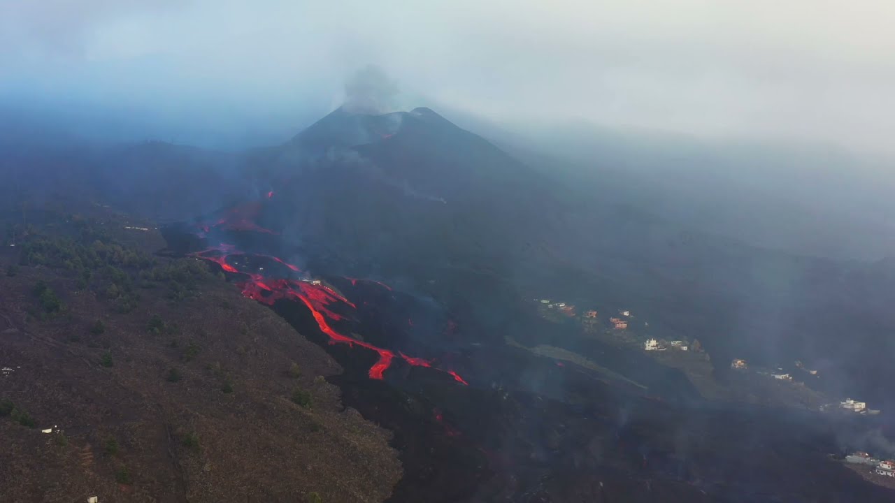 Aerial Footage Shows Lava Engulfing Football Pitch in La Palma