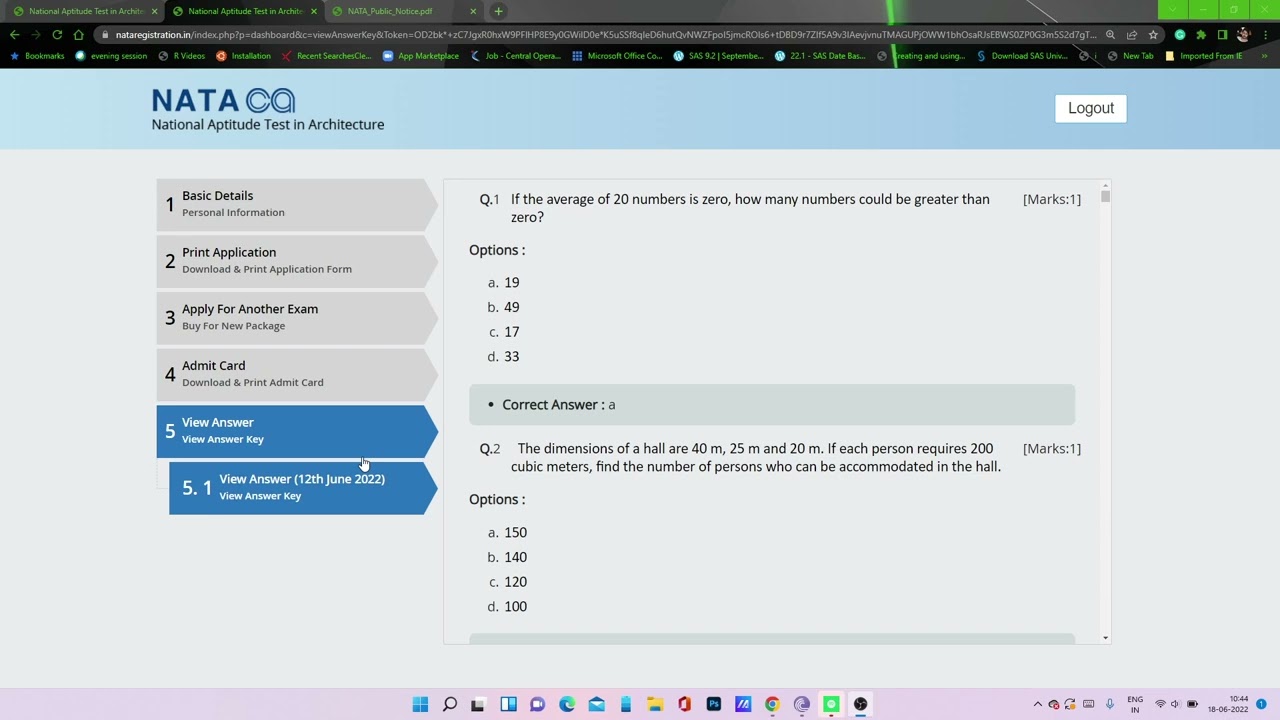 5.1 💣Updated 💥NATA - 2022 |12 june | answer key is available now