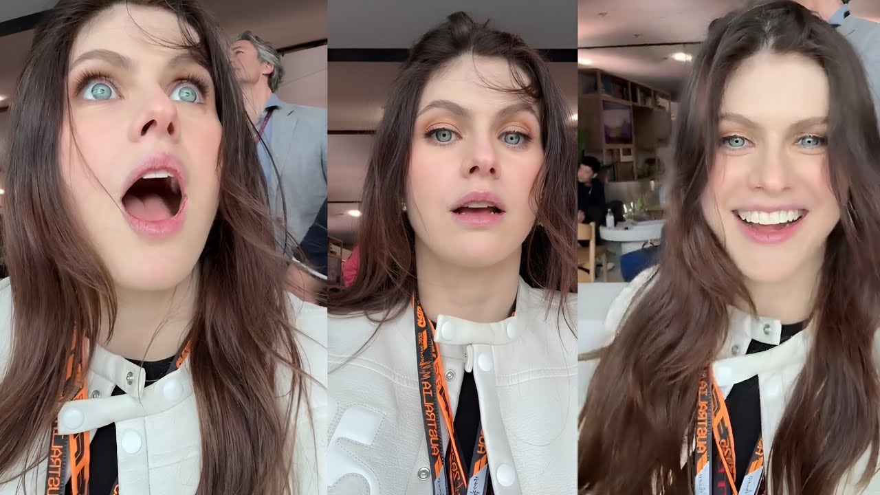 Alexandra Daddario reaction to formula 1 instagram live