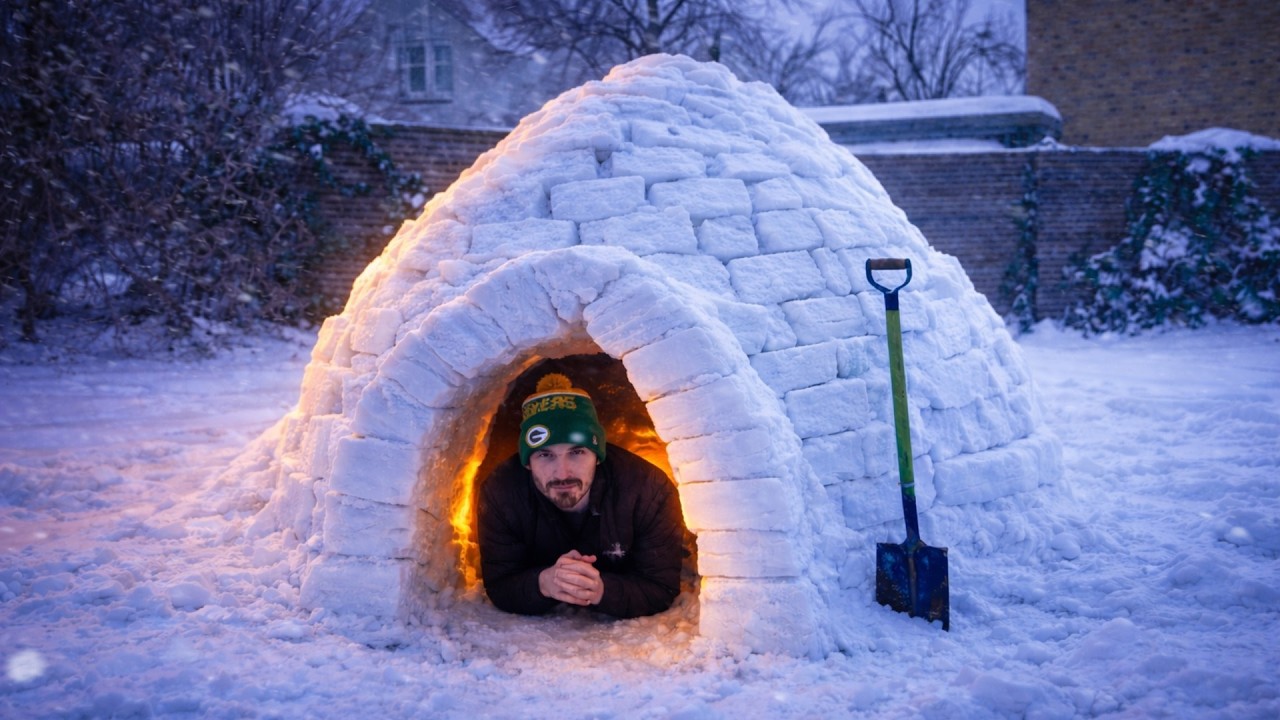 Full Igloo Build in My Backyard | Traditional Snow Blocks