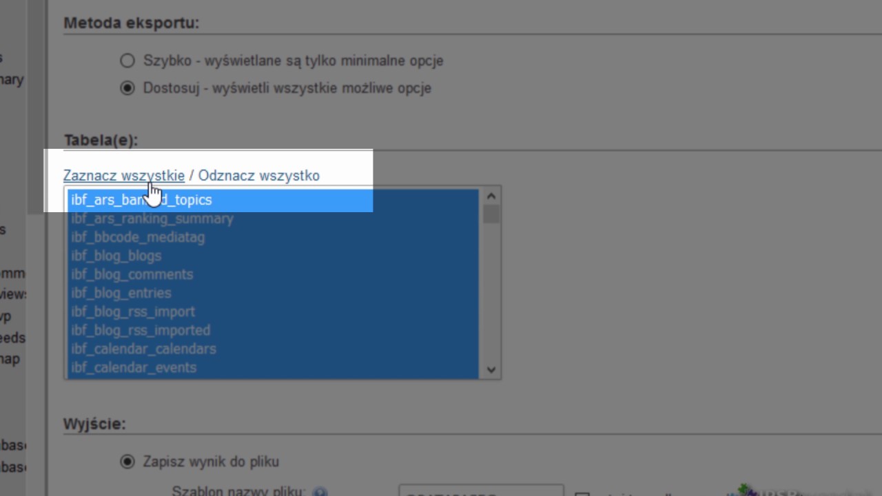 phpMyAdmin - Jak wykonać kopię bazy danych?