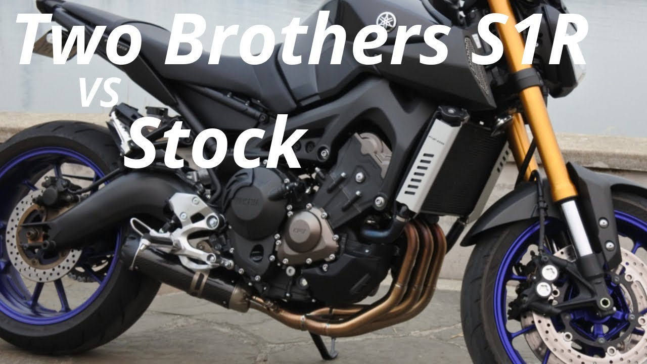 2014 FZ-09 Two Brothers S1R vs stock exhaust sound comparison