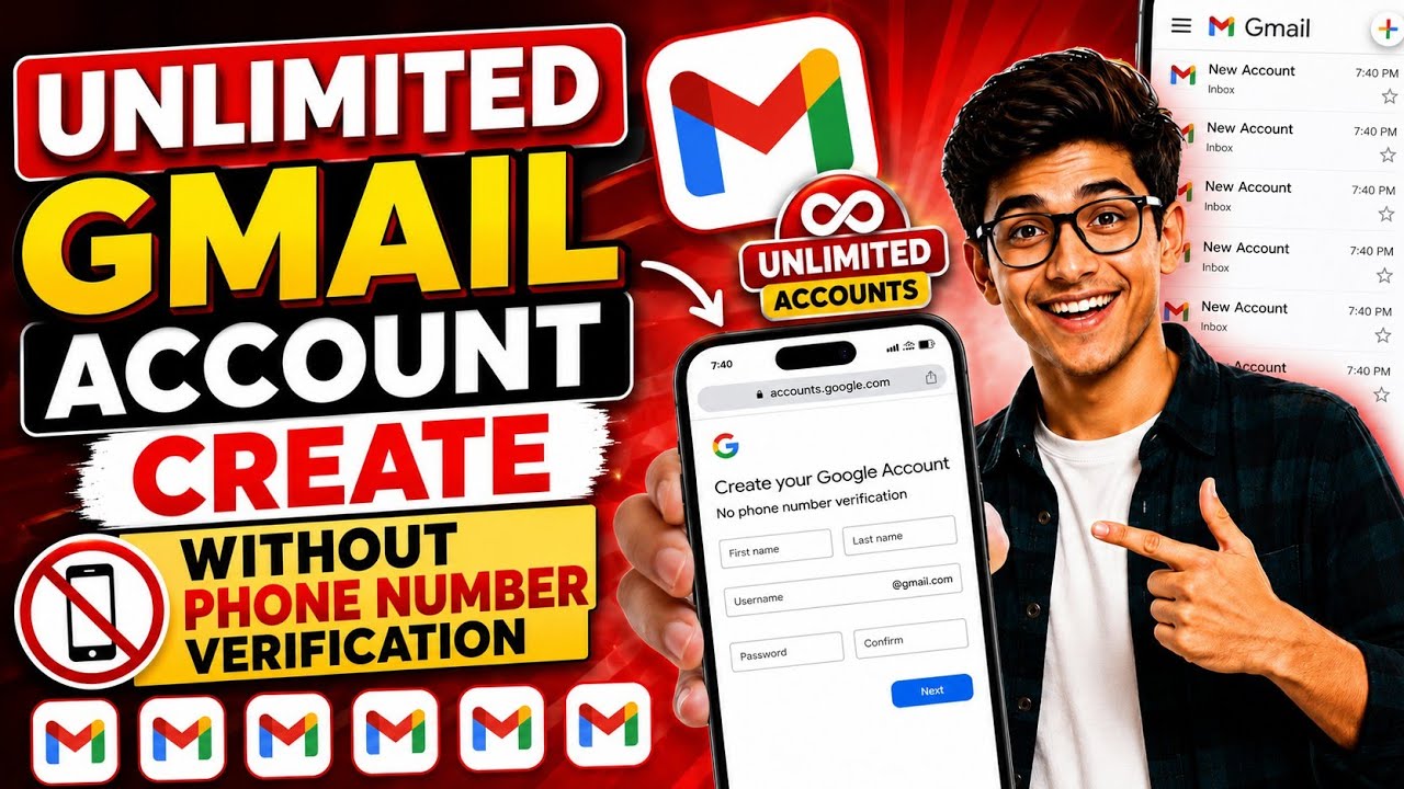 Unlimited Gmail Account Kaise Banaye 2026 🔥 | unlimited Gmail Account Without Verification 2026