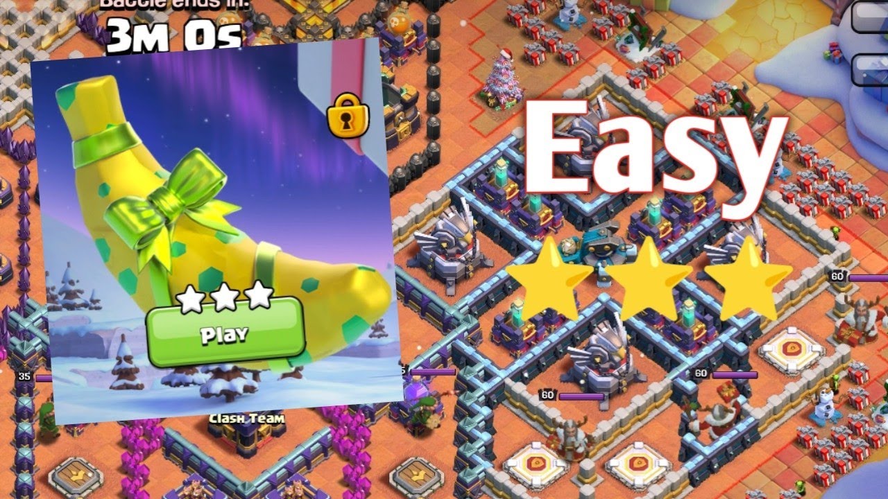Easily 3 Star The Clashmas Banana Challenge #3 In Clash Of Clans At First Try | CoC New Event |