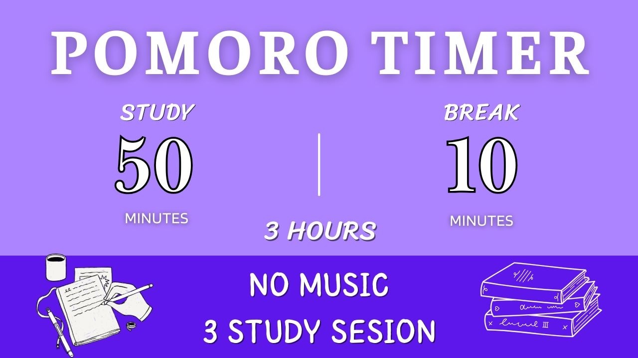 50-Min Study, 10-Min Breaks 💛 | 3-Hour Pomodoro Timer for Maximum Focus and Productivity ⏳