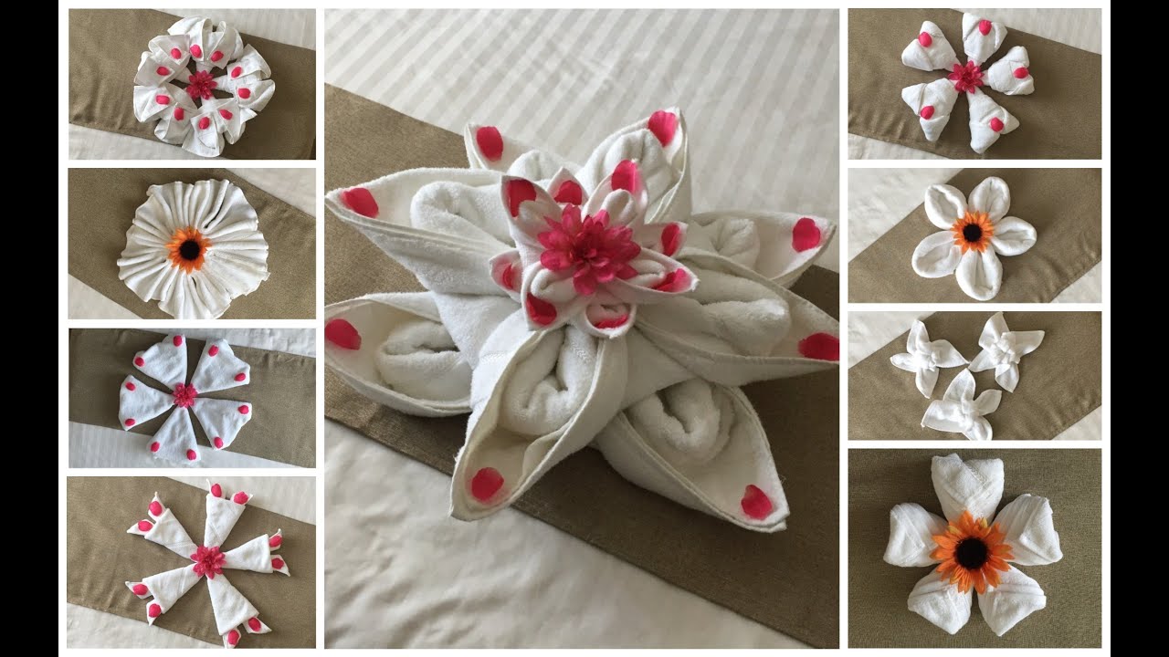 9 Ideas of Folding Towel Origami  Flowers (Snowflakes)
