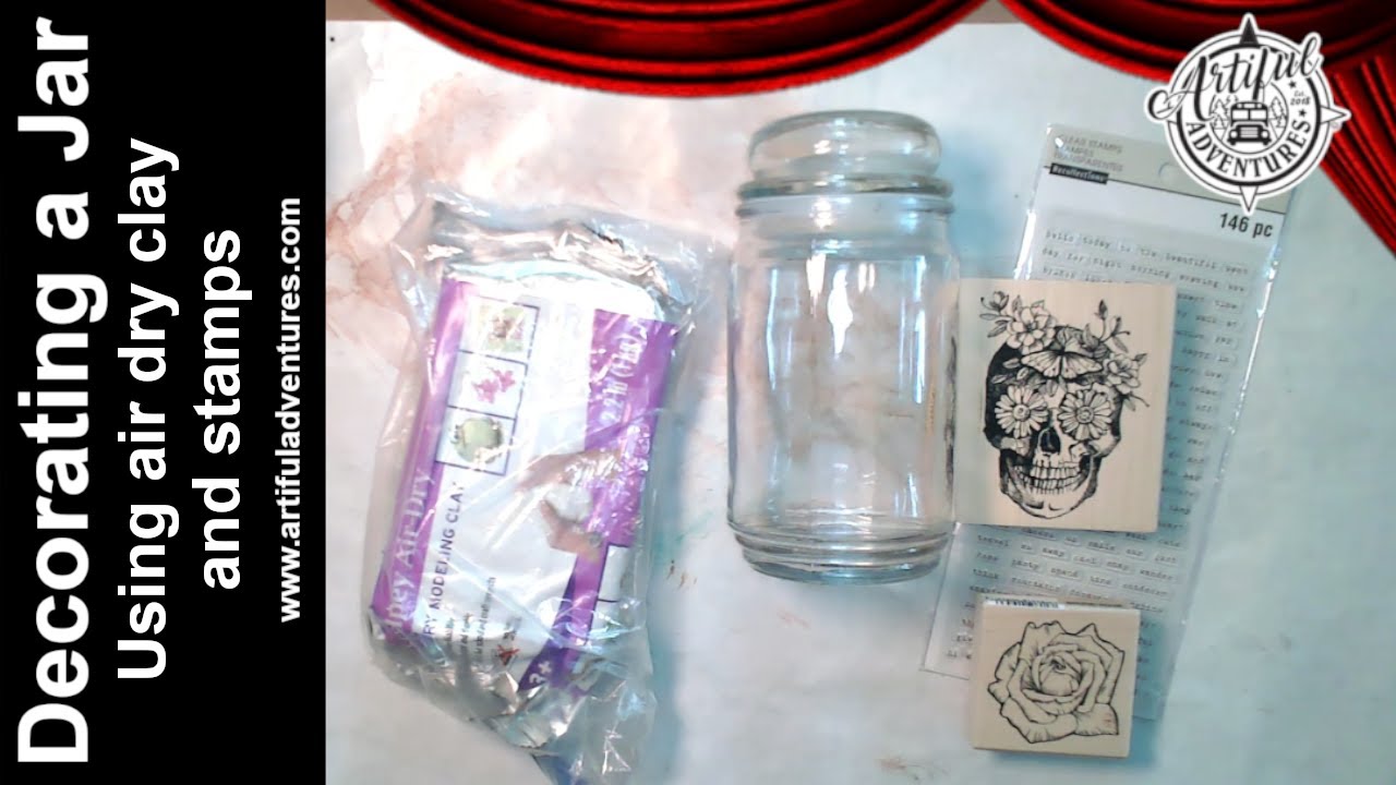 I decorated a jar with air dry clay and stamps