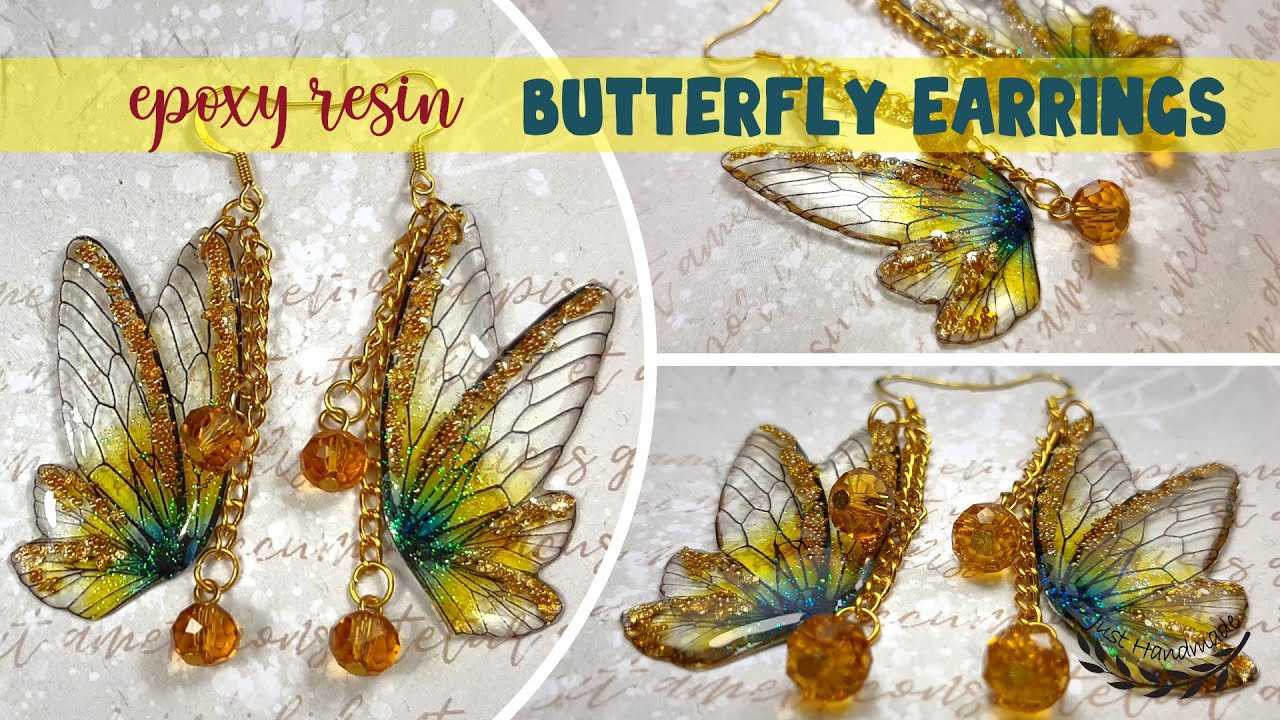 ~JustHandmade~ How to make epoxy resin butterfly / fairy wings - earrings - tutorial / DIY